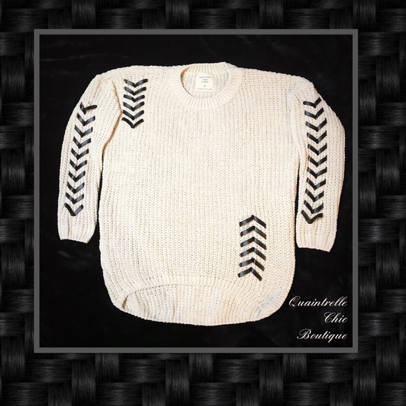 🎉HP x2🎉KAGNEY LEATHER DETAIL SWEATER - Picture 5 of 6